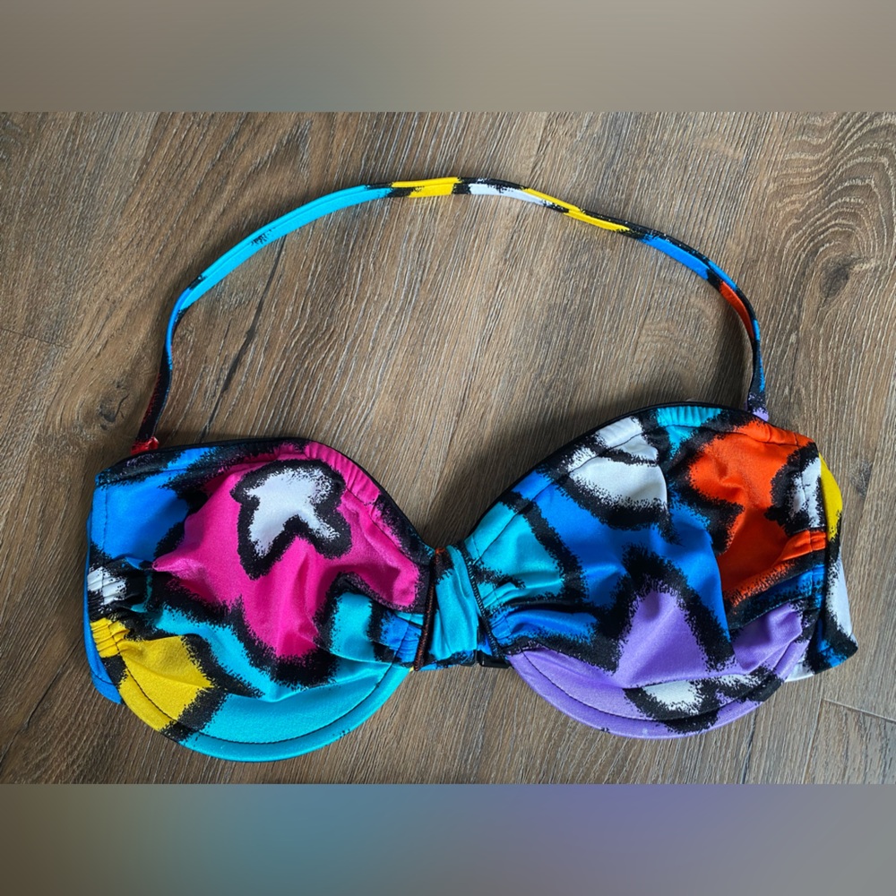Vintage 90’s Roxanne convertible bikini made in USA size 16 bandeau to halter - Picture 2 of 13